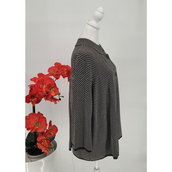 Grace Dane Lewis Womens Black White Geometric Professionals Cardigan Size 1X - Picture 4 of 7